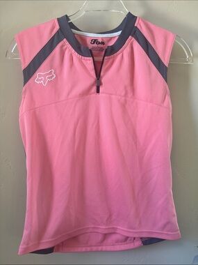 Fox Pink Sleeveless Cycling Jersey with Gray Accents